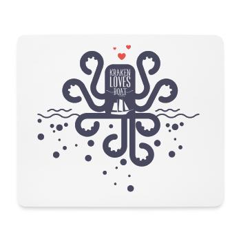 LOVE BOATS - Kraken Octopus Tintenfisch Shirt - Mousepad (Querformat) - Weiß - Vorne