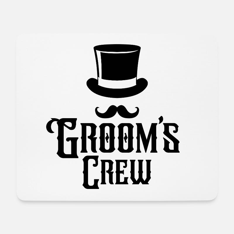 Groom's Crew Top Hat Schnurrbart Herren Junggesellenabschied - Mousepad (Querformat) - Weiß