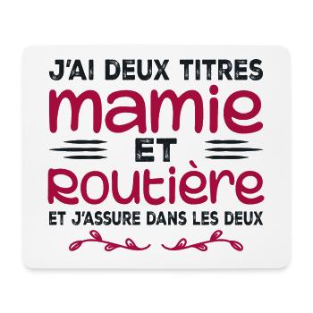 Deux Titres Mamie Routière Camionneuse Mémé Cadeau - Tapis de souris (format paysage) - blanc - Devant