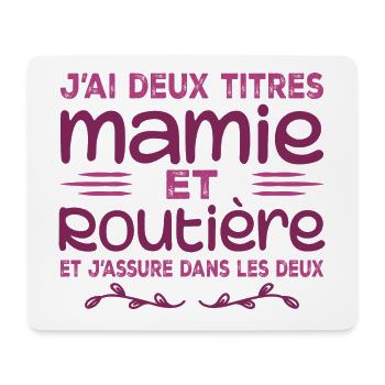 Deux Titres Mamie Routière Camionneuse Mémé Cadeau - Tapis de souris (format paysage) - blanc - Devant