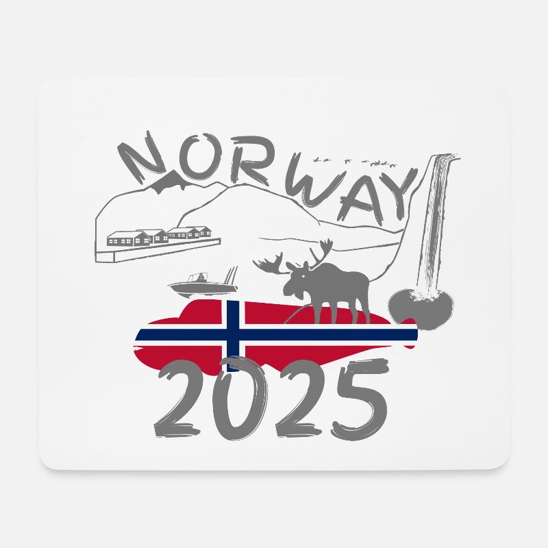 Norway 2025 Loach with Mountains Moose Fishing - Mouse Pad (horizontal) - white