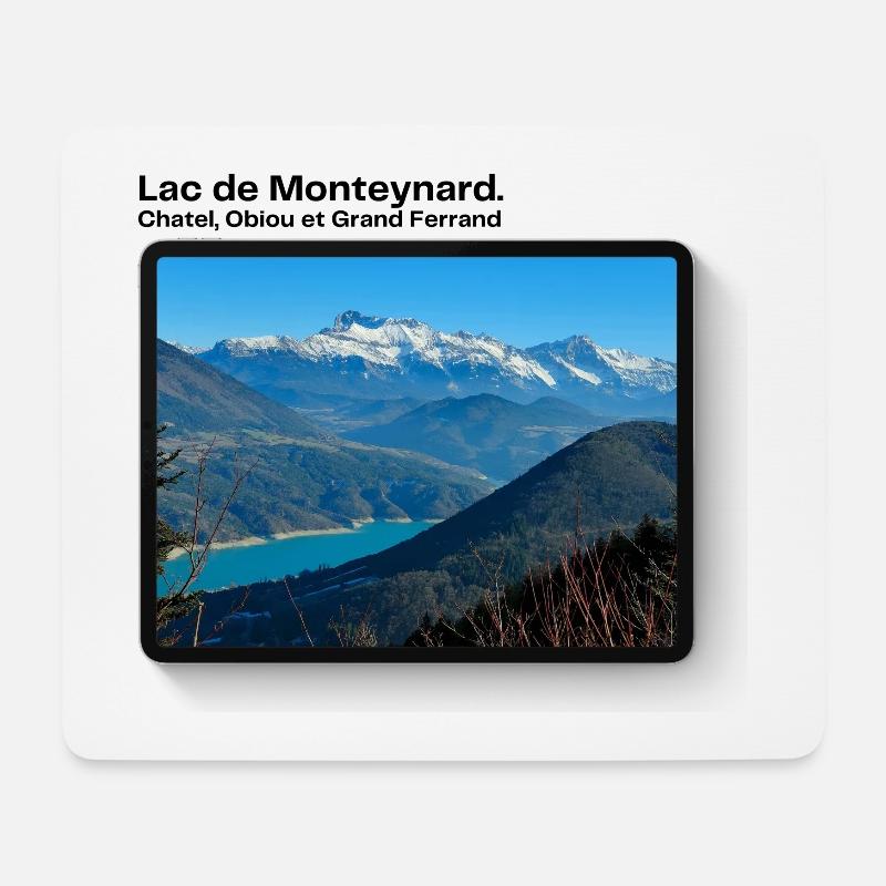 Lac de monteynard - Tapis de souris (format paysage) - blanc