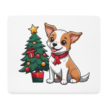 Cute dog celebrating Christmas. - Mouse Pad (horizontal) - white - Front