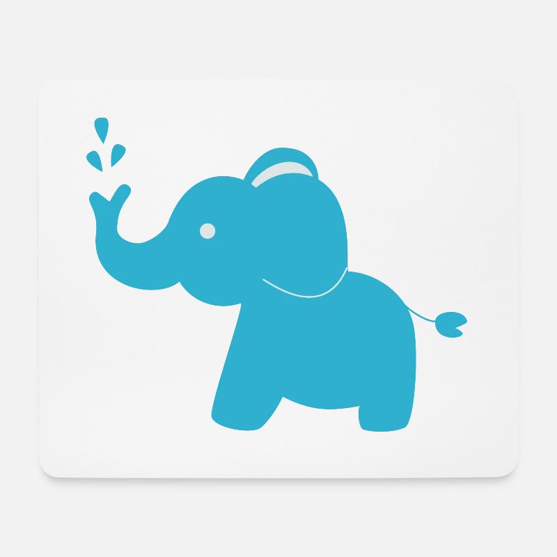 Elefant blau - Mousepad (Querformat) - Weiß