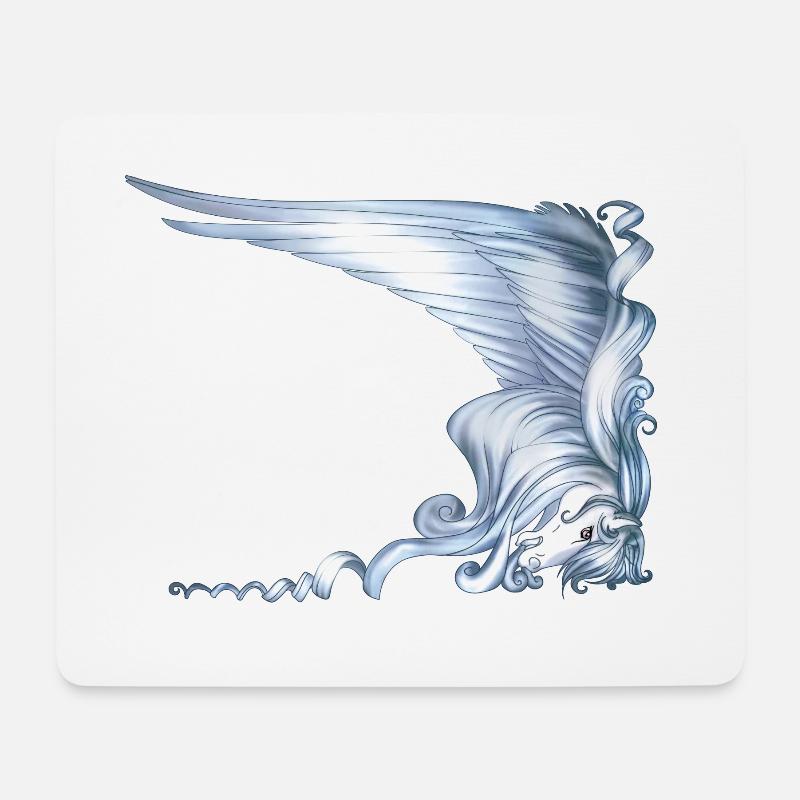 Pegasus-Kopf mit großen Flügeln - Mousepad (Querformat) - Weiß