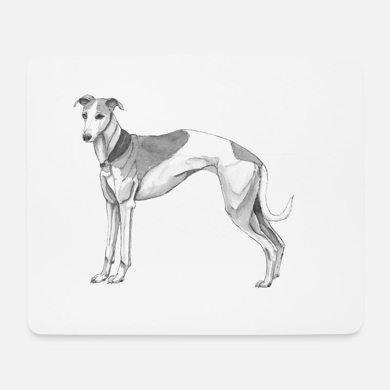 Whippet - Tapis de souris (format paysage) - blanc