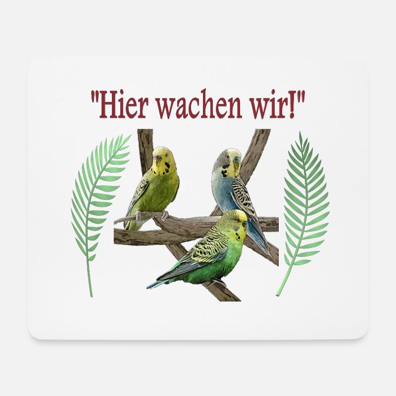 Wellensittiche - Mousepad (Querformat) - Weiß