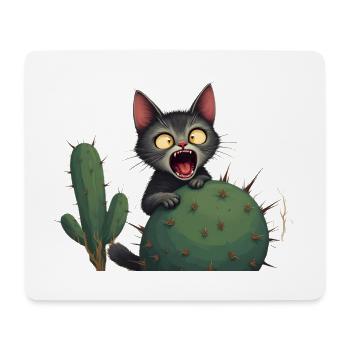 Little accident - Cat and cactus - Mousepad (Querformat) - Weiß - Vorne