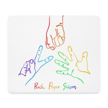 Schere Stein Papier Hände Linie Zeichnung - Mousepad (Querformat) - Weiß - Vorne