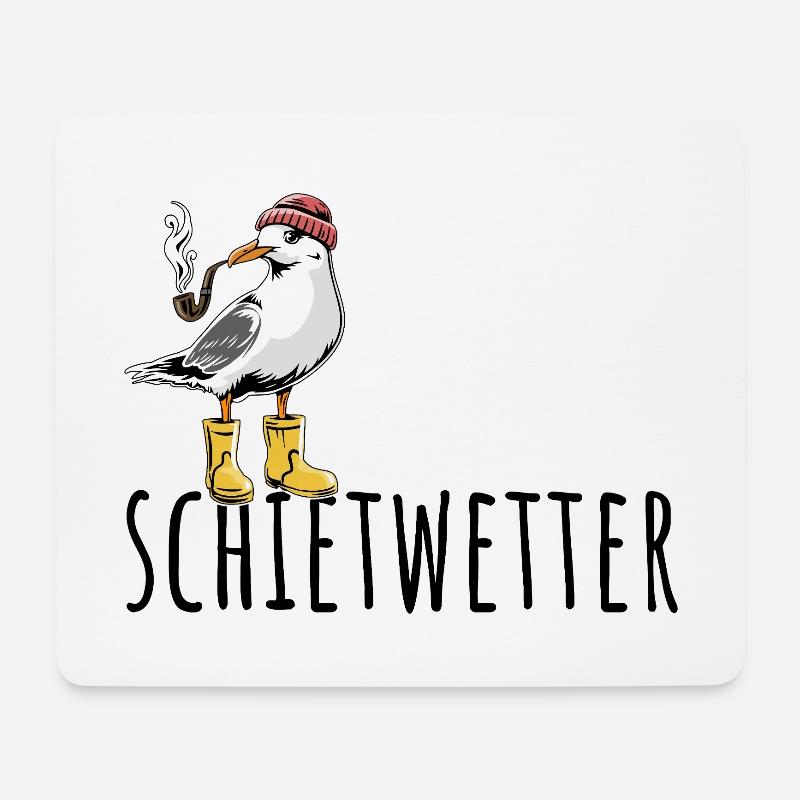 Möwe - Schietwetter - Nordsee - Geschenk - Mousepad (Querformat) - Weiß