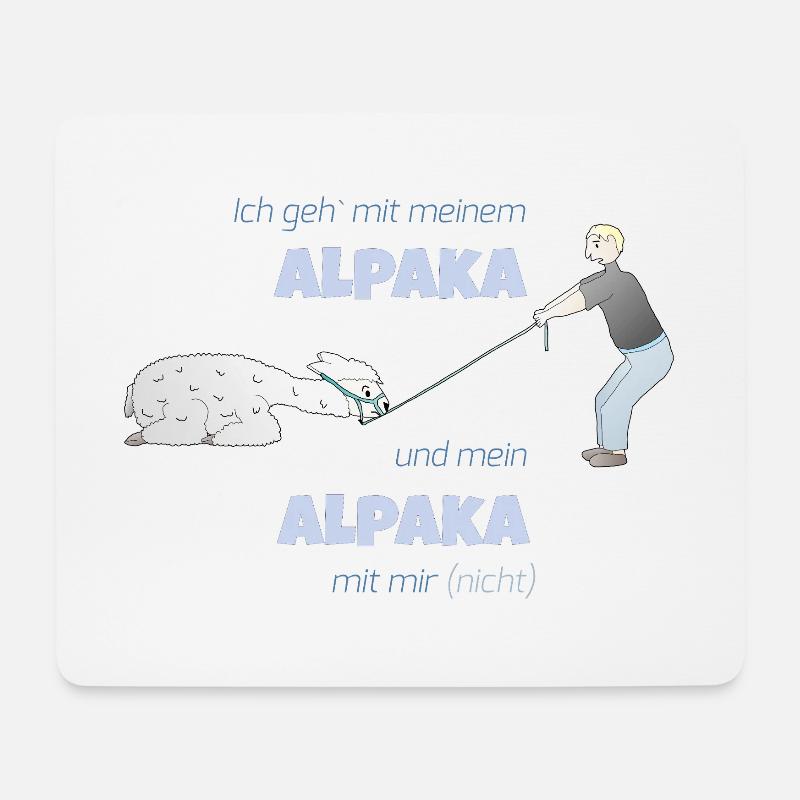 Alpakawanderung - Mousepad (Querformat) - Weiß