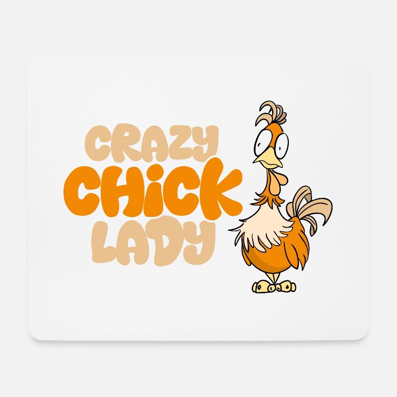 Crazy Chick Lady - Mousepad (Querformat) - Weiß