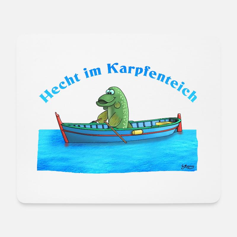 Hecht im Karpfenteich - Mousepad (Querformat) - Weiß
