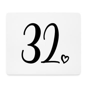 Cute Number 32, 32 Years Old, 32nd Birthday Gift - Mouse Pad (horizontal) - white - Front