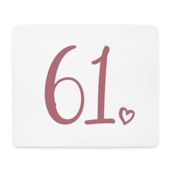 Cute Number 61, 61 Years Old, 61st Birthday Gift - Mouse Pad (horizontal) - white - Front