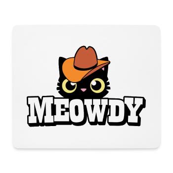 Chat avec un chapeau de cow-boy et une pancarte - Tapis de souris (format paysage) - blanc - Devant