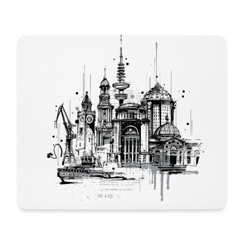 Hamburg Illustration - Mousepad (Querformat) - Weiß - Vorne