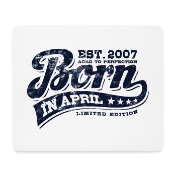 Born in April 2007 - Birthday - Gift - Mouse Pad (horizontal) - white - Front
