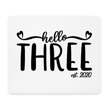 3e anniversaire Enfants filles 3 Hello Three Est. 2020 - Tapis de souris (format paysage) - blanc - Devant