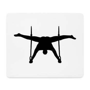 Turnen an den Ringen, dynamisch und schwarz - Mousepad (Querformat) - Weiß - Vorne