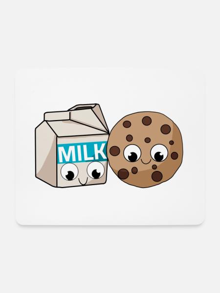 Cookies and Milk Kawaii Illustration Liebe Match - Mousepad (Querformat) - Weiß