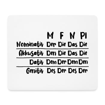 Der, die, das, bestimmter Artikel, Deklination - Mousepad (Querformat) - Weiß - Vorne