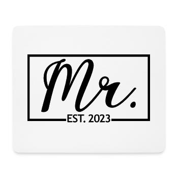 M. Est. 2023 Fiançailles pour la fête de mariage du marié - Tapis de souris (format paysage) - blanc - Devant