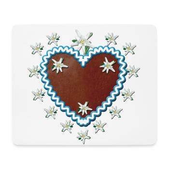 coeur de pain d'épice Edelweiss + votre texte - Tapis de souris (format paysage) - blanc - Devant