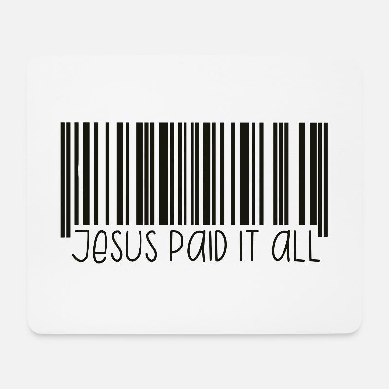 Jesus paid it all Barcode (schwarz) - Mousepad (Querformat) - Weiß