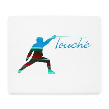 fechten,touché,fechter,fechtsport,bunt,blau - Mousepad (Querformat) - Weiß - Vorne