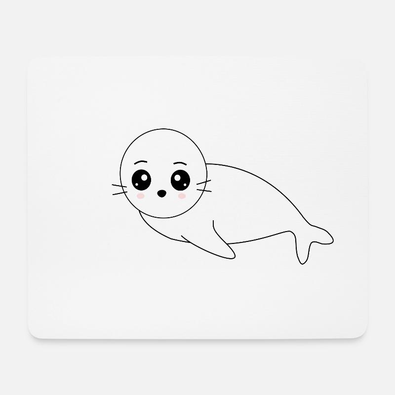 Seehund weiß Seehunde Robbe Robben Tiere - Mousepad (Querformat) - Weiß