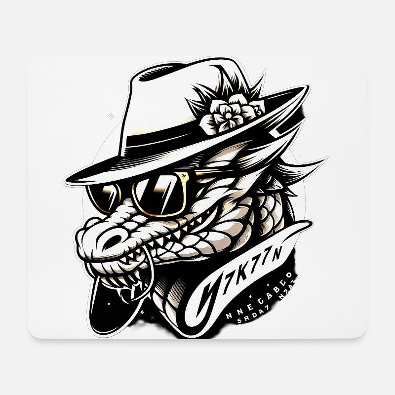 Vintage Crocodile with Fedora and Shades - Mousepad (Querformat) - Weiß