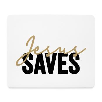 Jesus Saves In Den Farben Gold Und Schwarz - Mousepad (Querformat) - Weiß - Vorne