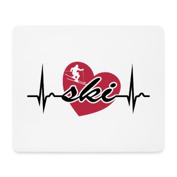 Courbe ECG - Courbe cardiaque - Pouls - Ski - Tapis de souris (format paysage) - blanc - Devant