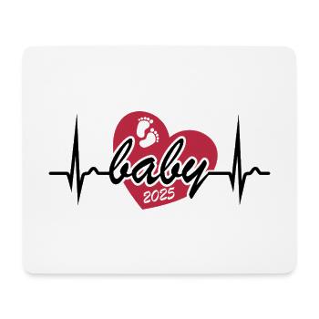 ECG Curve - Heart Curve - Baby 2025 - Pregnant - Mouse Pad (horizontal) - white - Front