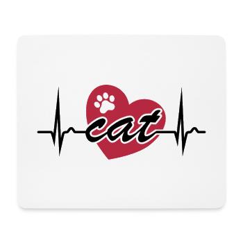 ECG Curve - Heart Curve - Pulse - Cat - Paw - Mouse Pad (horizontal) - white - Front