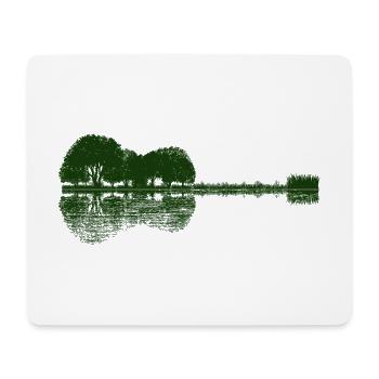 akustische Gitarre - Waldsee - Natur - Spiegelung - Mousepad (Querformat) - Weiß - Vorne