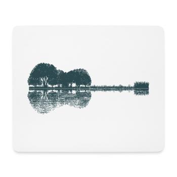 akustische Gitarre - Waldsee - Natur - Spiegelung - Mousepad (Querformat) - Weiß - Vorne