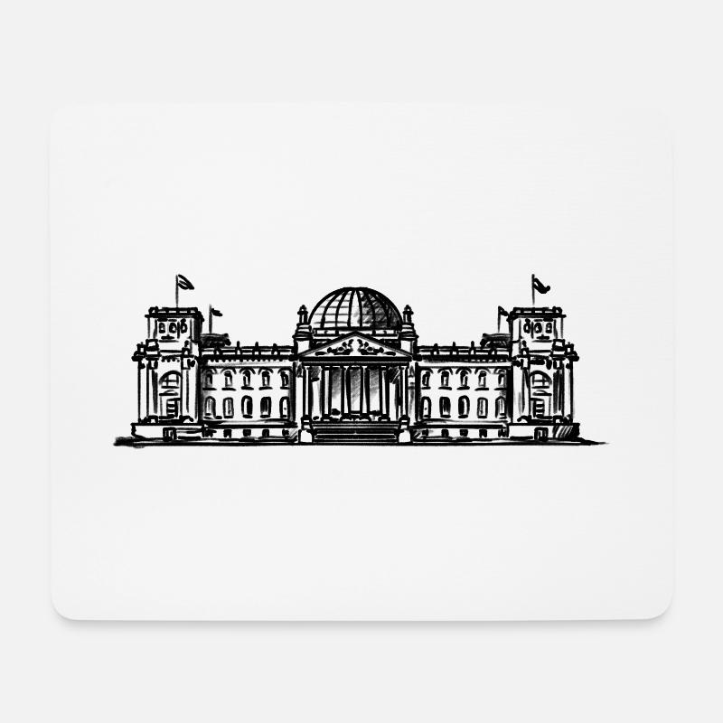 Berlin - Reichstag/Demokratie - Mousepad (Querformat) - Weiß