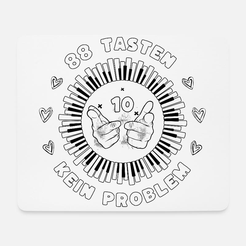Klavier Piano 88 Tasten - 10 Finger - Kein Problem - Mousepad (Querformat) - Weiß