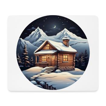 Chalet enneigé - Tapis de souris (format paysage) - blanc - Devant