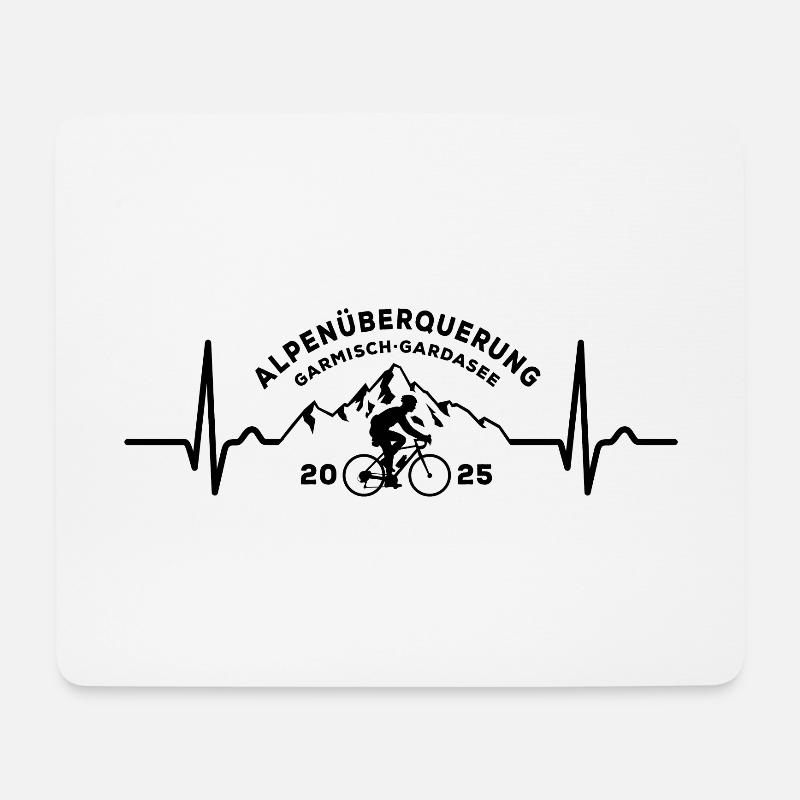 Alpenüberquerung 2025, Garmisch Gardasee, Rad - Mousepad (Querformat) - Weiß