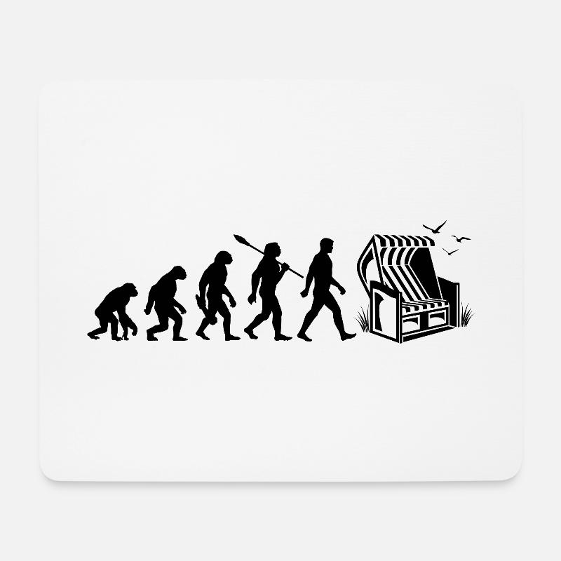 Evolution - Strandkorb - Urlaub - Meer - Möwen - Mousepad (Querformat) - Weiß