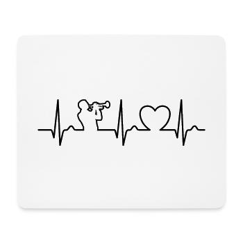 Trompette - Courbe cardiaque - ECG - Pouls - Tapis de souris (format paysage) - blanc - Devant