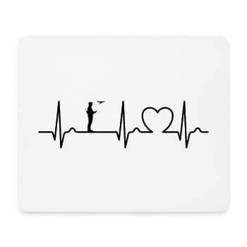 EKG Kurve - Herzkurve - Drohnenpilot - Drohne - Mousepad (Querformat) - Weiß - Vorne
