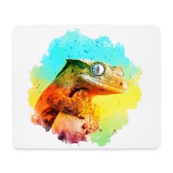Crested Gecko Reptile Keeper Eidechse Aquarell Des - Mousepad (Querformat) - Weiß - Vorne