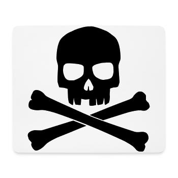 Totenkopf Schwarz mit gekreutzten Knochen - Mousepad (Querformat) - Weiß - Vorne