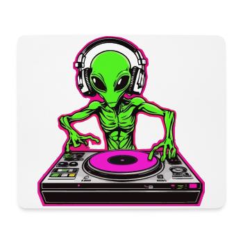 Incredibly cool: Neon Alien DJ for your party - Mouse Pad (horizontal) - white - Front