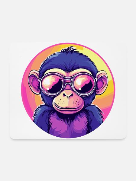 Neon Affe mit Sonnenbrille - Mousepad (Querformat) - Weiß