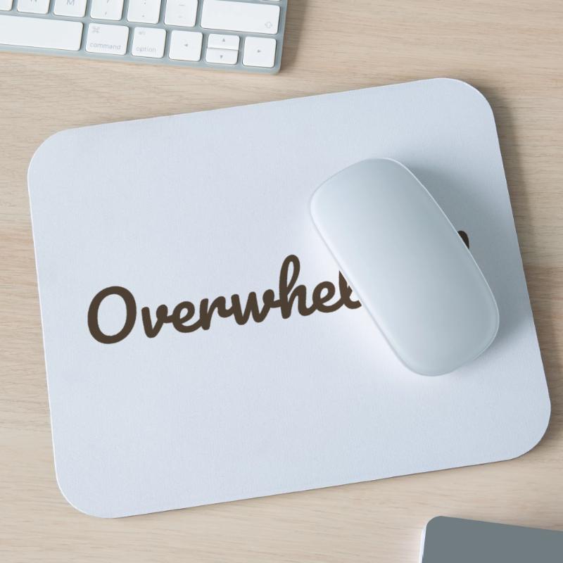Overwhelms script text in brown Mouse Pad (horizontal)